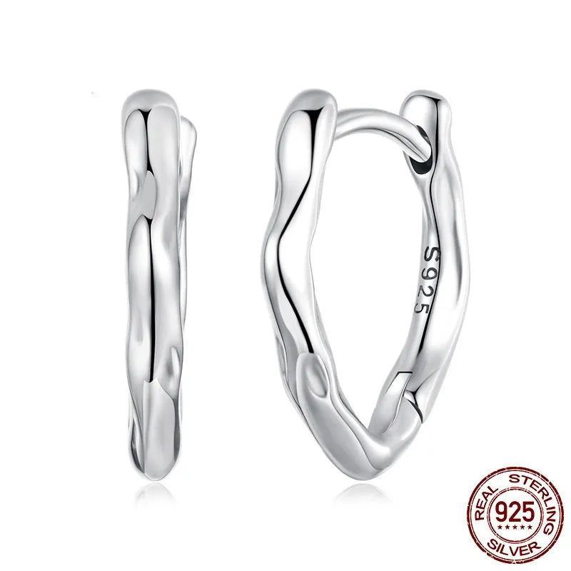 Polished 925 silver geometric ear clip for women ellipse shape clip on earrings
