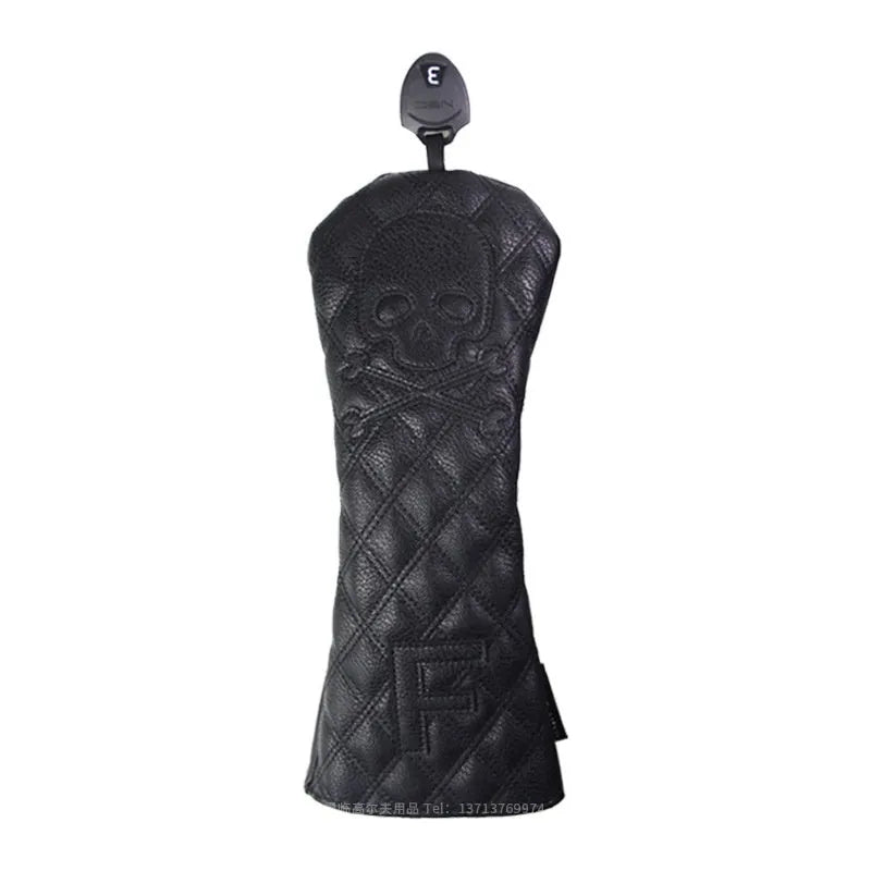 Black and white waterproof PU protective cover for golf wooden poles and clubs.