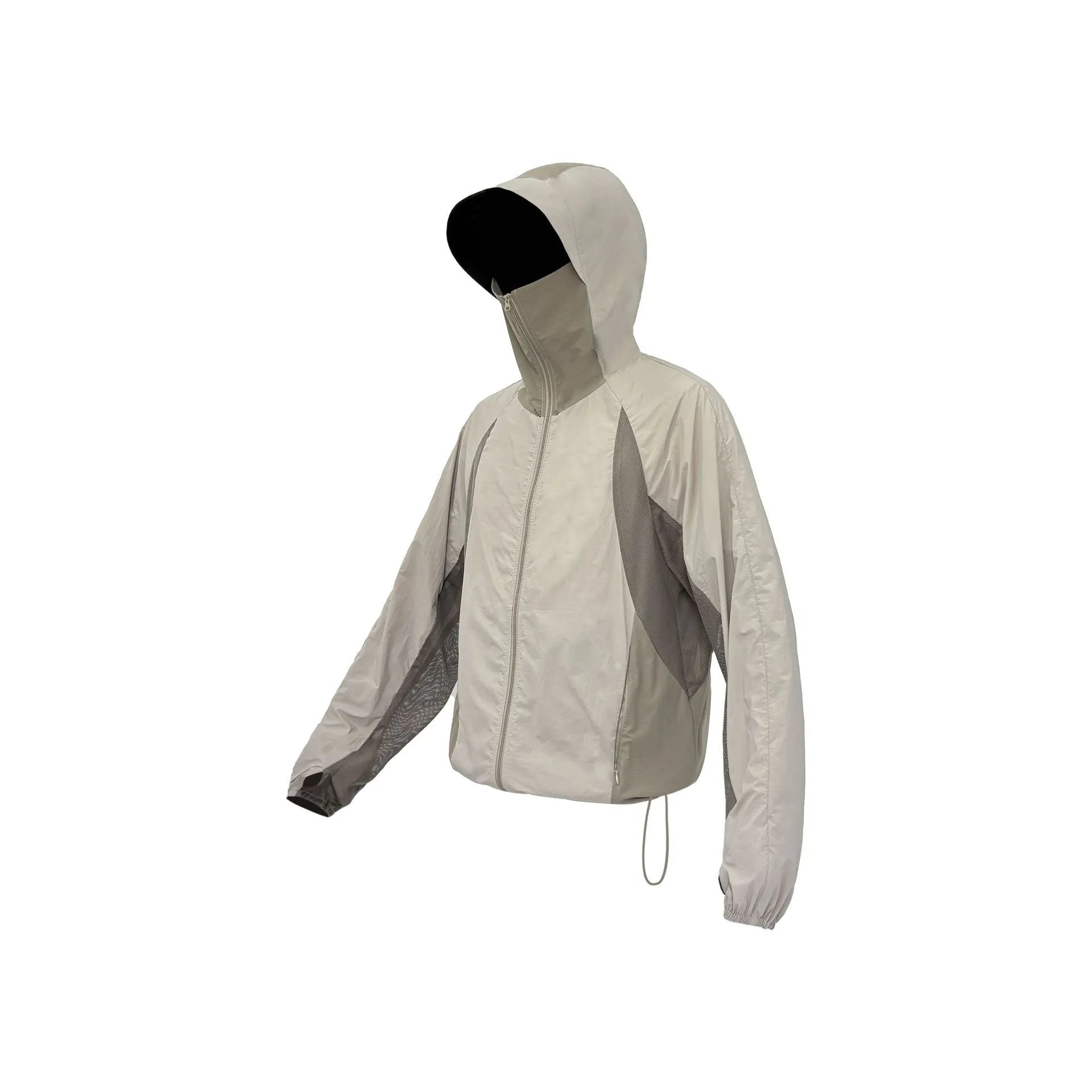 Nylon sun protective clothing with mesh stitching in desert brown colour showing regular length cut