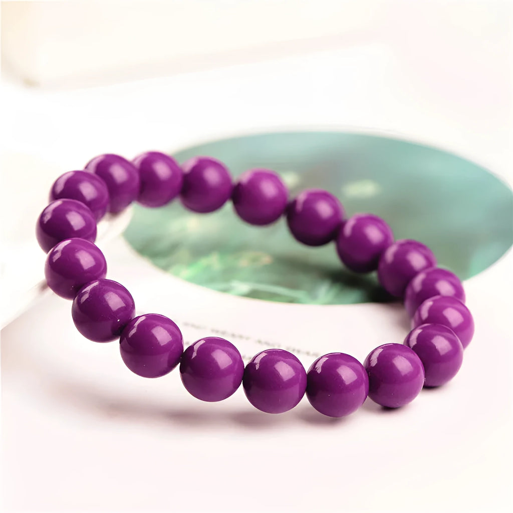 Jiuya polished purple mica crystal bracelet showing 5A grade beads in single circle design.
