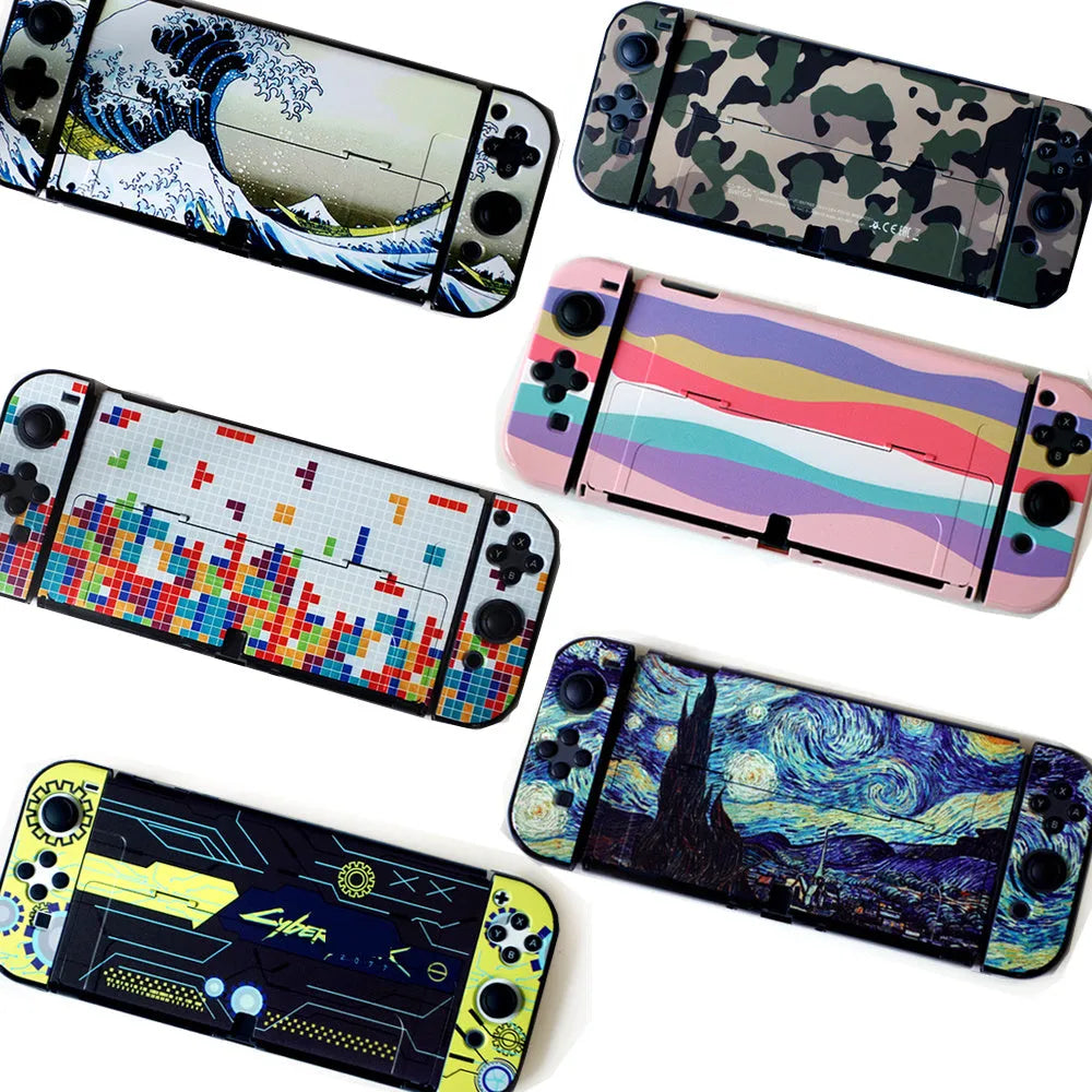 Hard protective case for Nintendo Switch OLED console in a cartoon crystal shell design.