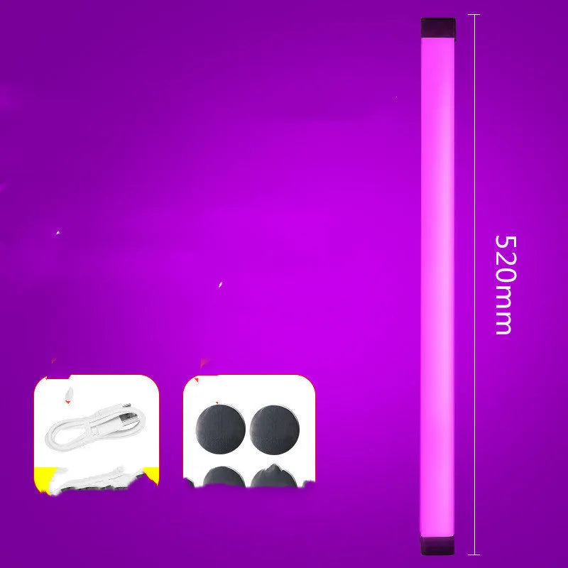 Rechargeable LED tube light stick in blue and purple colours with dimmable RGB lighting