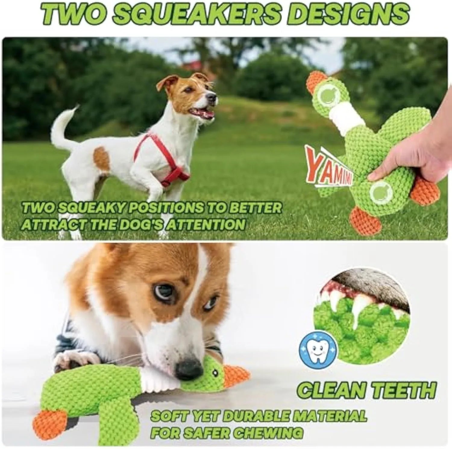 Blue duck plush dog squeaky toy with dual squeakers measuring 33cm for teething puppies