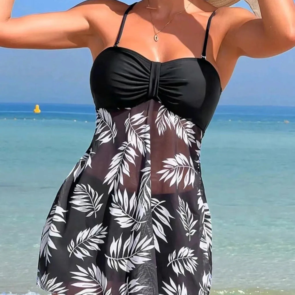 Women's high-waist mesh swimsuit briefs in black, blue and peacock green colours.