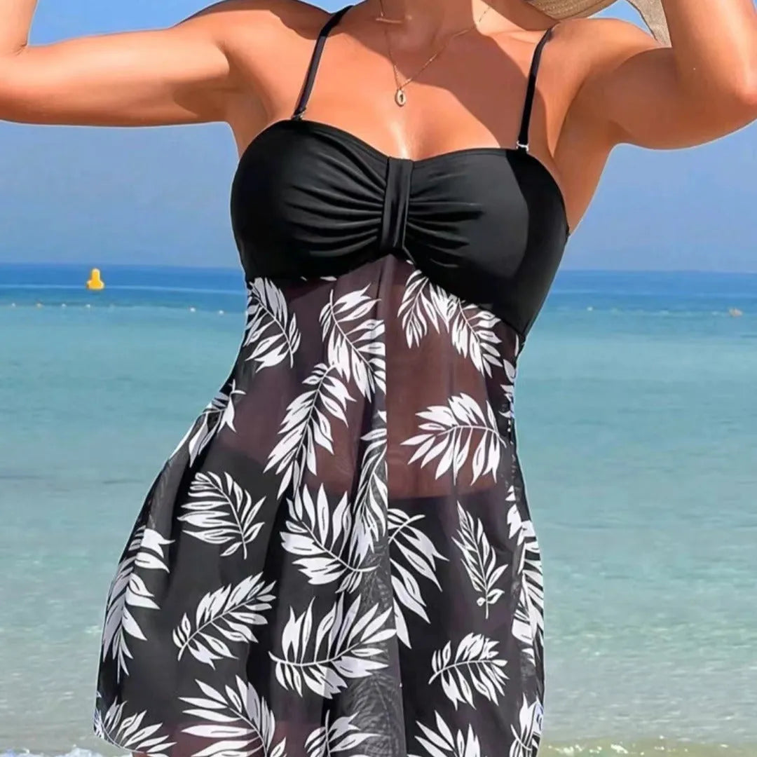 Women's high-waist mesh swimsuit briefs in black, blue and peacock green colours.