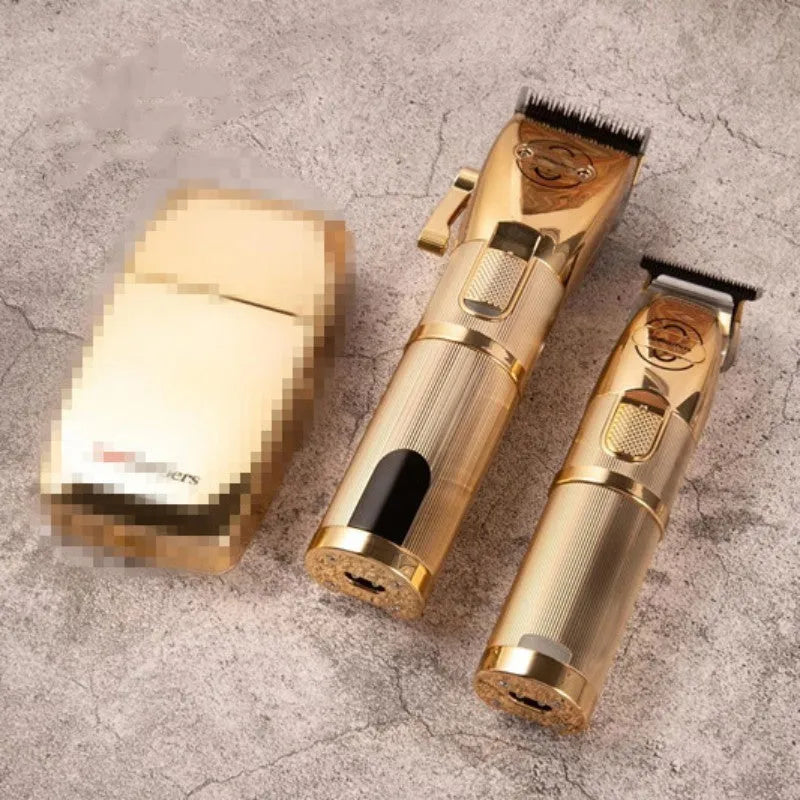 Gold colour cordless hair clipper with professional 25W motor for barbershop and home use