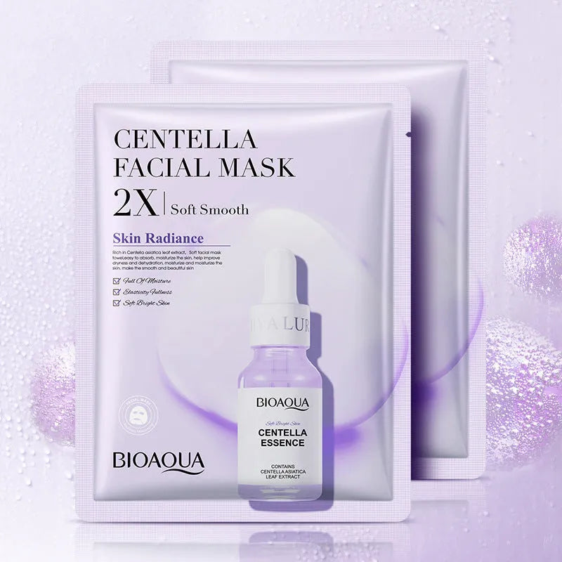 Single sheet of a white collagen face mask and a multi-pack box of 30g facial sheet masks.