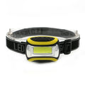 Yellow plastic three-speed COB LED headlamp for outdoor and work use
