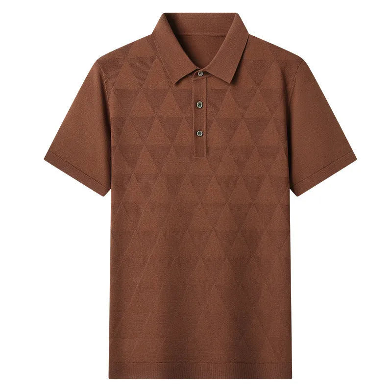 Men's thin ice silk short sleeve T-shirt in DX525 green colour showing regular fit