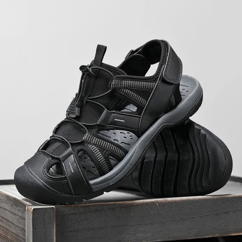 Men's LX01 Blue summer casual sports shoes with mesh upper and Velcro strap.