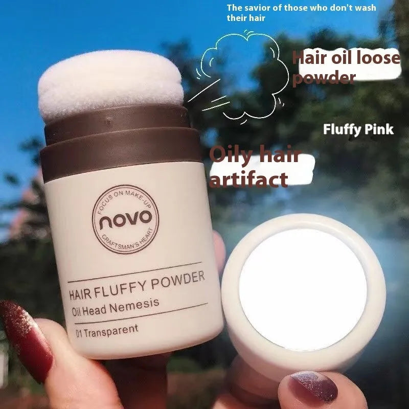 Mattifying hair and face powder for oil control on bangs, available in three shades