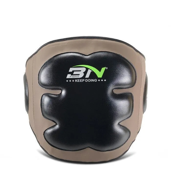 Sanda boxing chest protection target showing thickened breast and waist guard in dark grey colour