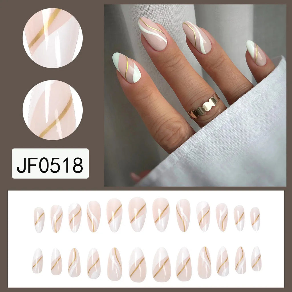 Wearable nail stickers with a red and black plaid pattern in a medium drop shape on a nail.