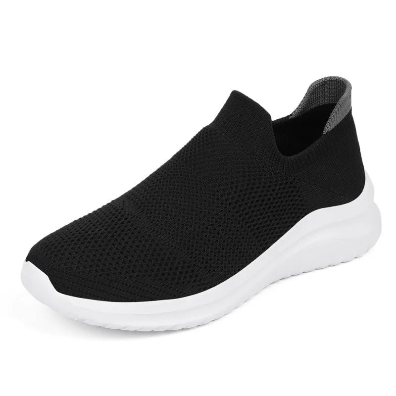 Men's breathable mesh running shoes with MD sole, available in multiple colours, side view on white background