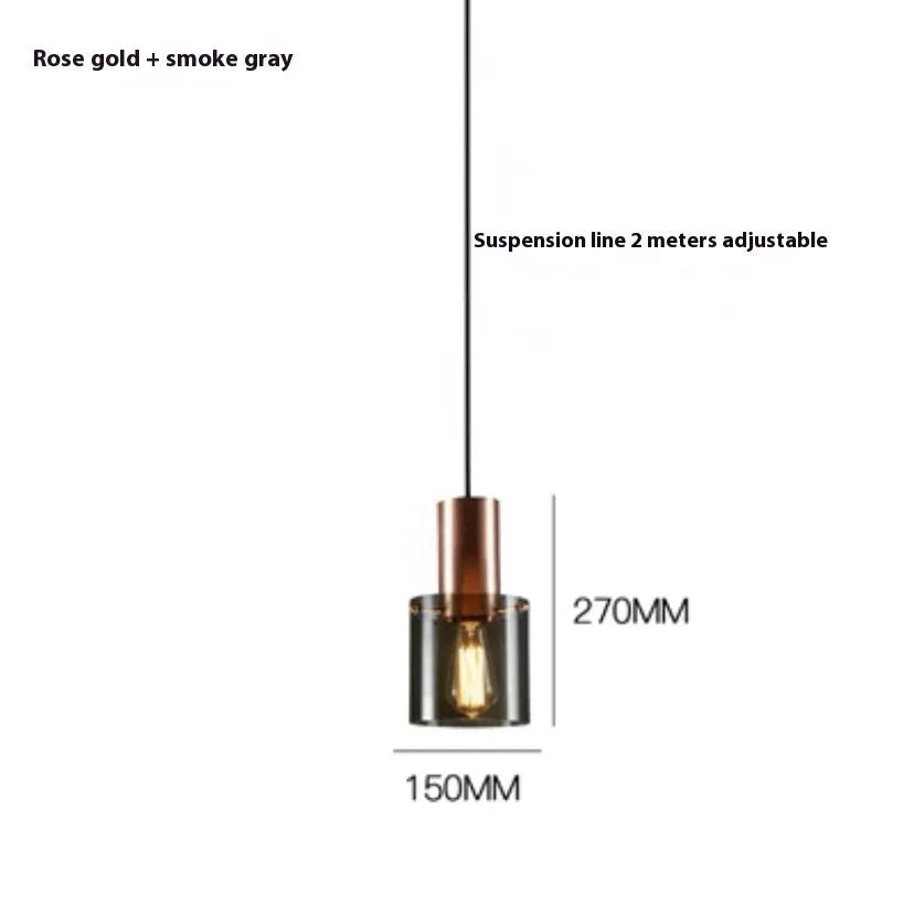 H rose gold glass single head droplight for modern bedside or dining room ceiling lighting