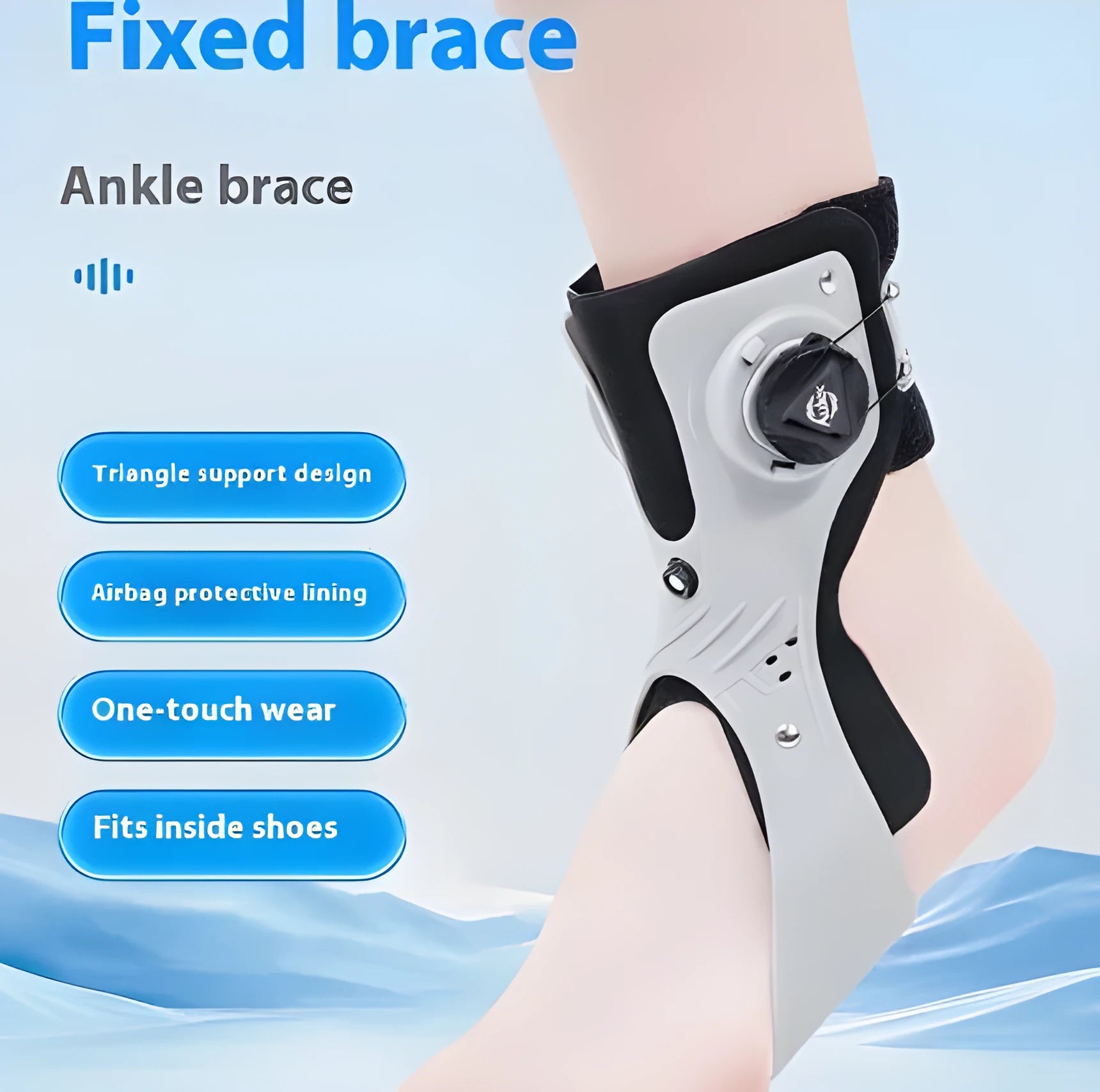 Gray and black airbag button ankle support brace for rehabilitation and training