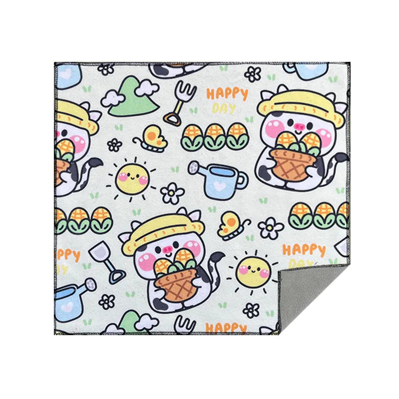 Cartoon animal print nylon cosmetic bag showing Blue Puppy design in three size options