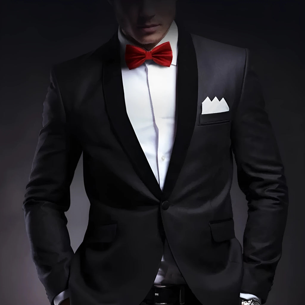 Solid colour polyester bow tie with flat head design measuring 12cm by 6cm