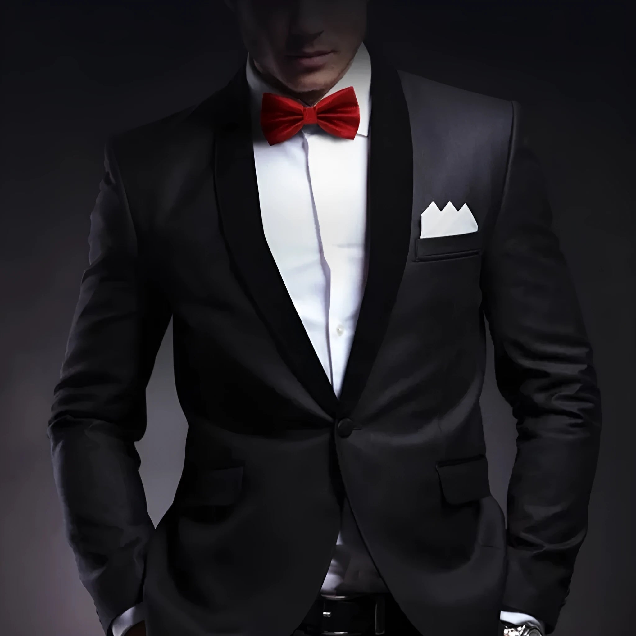 Solid colour polyester bow tie with flat head design measuring 12cm by 6cm