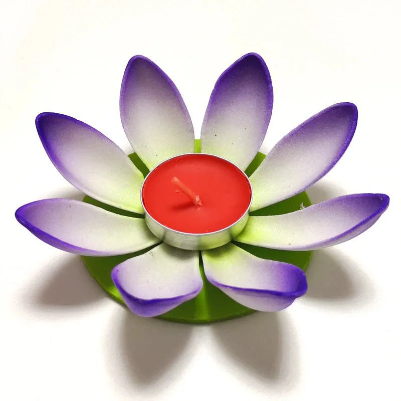 Single-layer plastic wishing lotus lantern in mixed colours, floating on water, available in 11cm and 15.5cm sizes