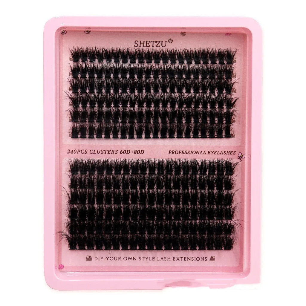 Thick DIY false eyelashes in European American segmented style, imported fibre, cross and feather models in 60D 80D densities