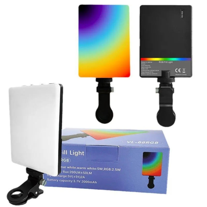 Portable pocket fill light with clip attachment for mobile phones, measuring 10.4cm wide