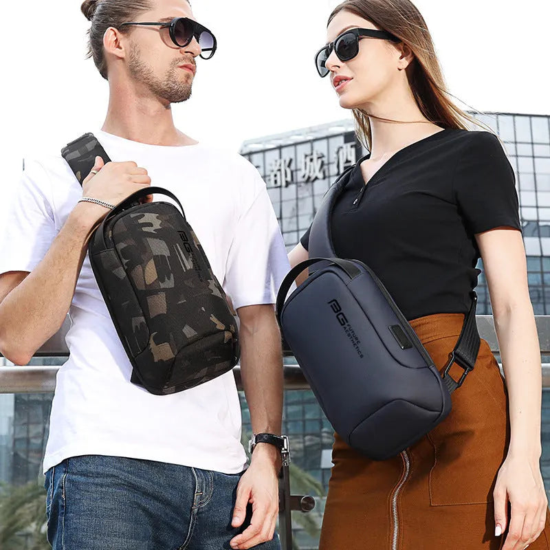 Men's Oxford cloth shoulder bag with USB charging port in four colour options