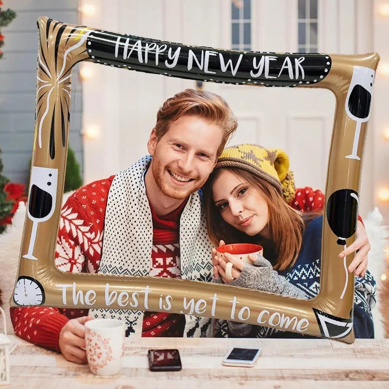 Christmas inflatable photo frame with festive designs for holiday photography