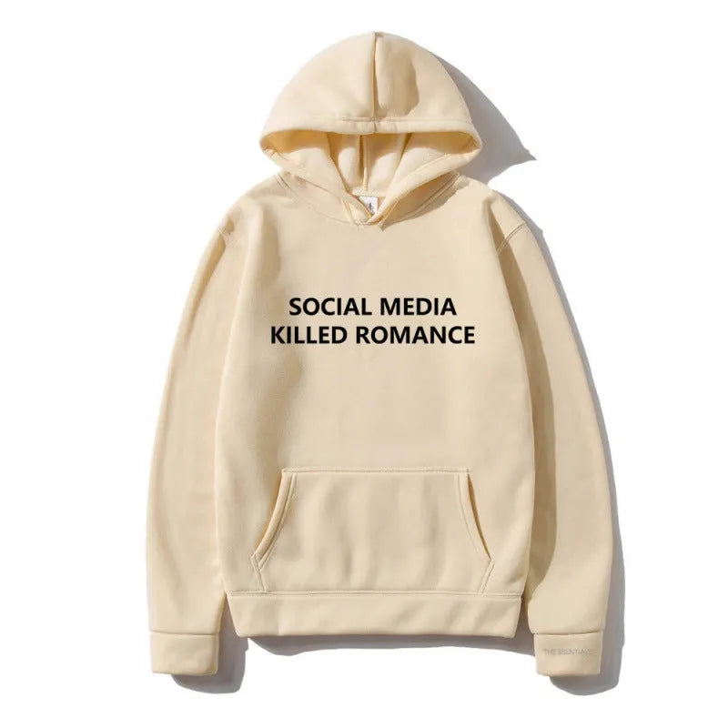 Men's slim fit hoodie with letter pattern print, hooded long sleeve casual pullover