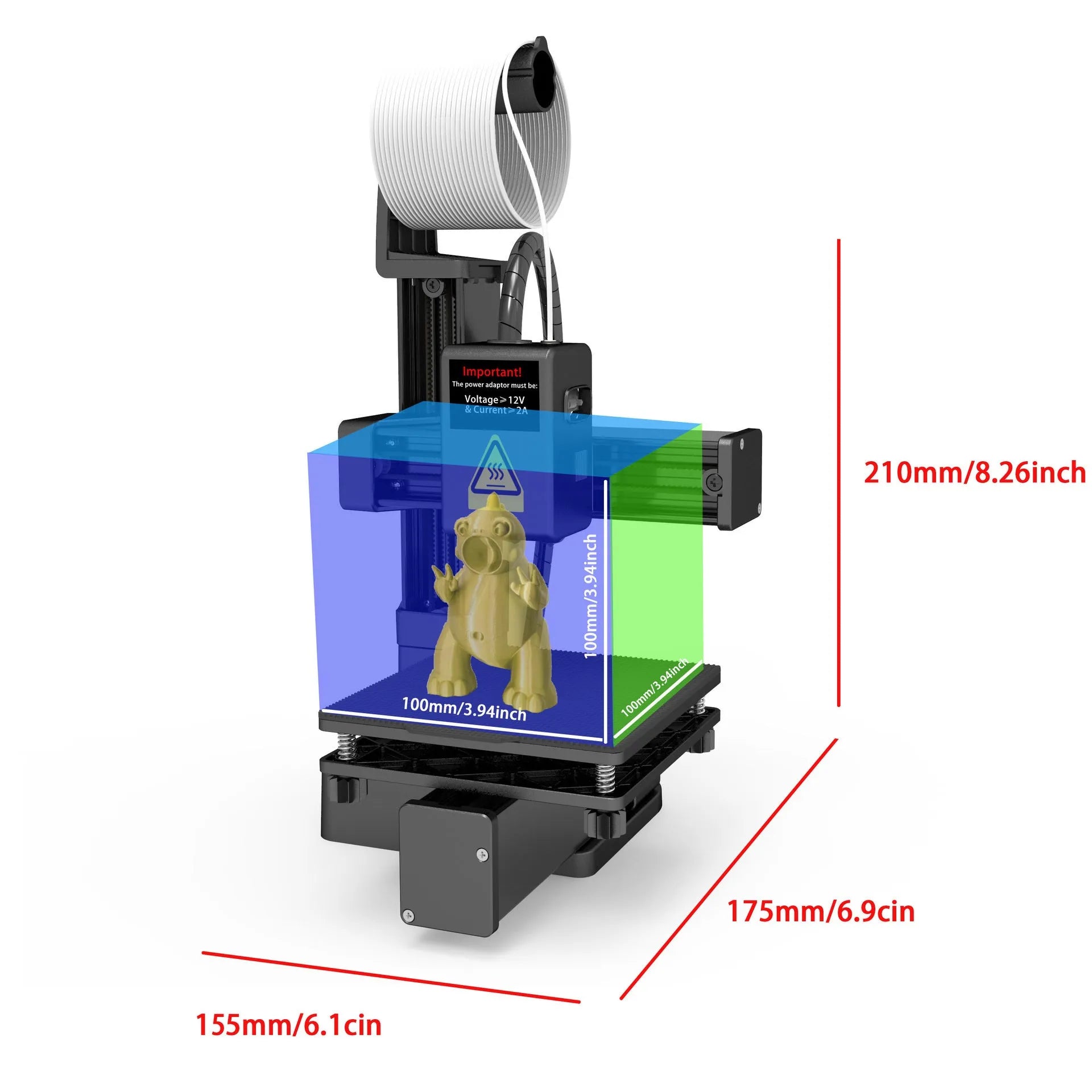 White EasyThreed K10 3D printer with 175mm print height for TPU and PLA filaments