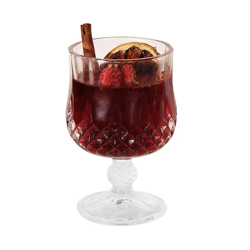 Scented candle in glass goblet with jelly crystal layer French mulled wine style home fragrance