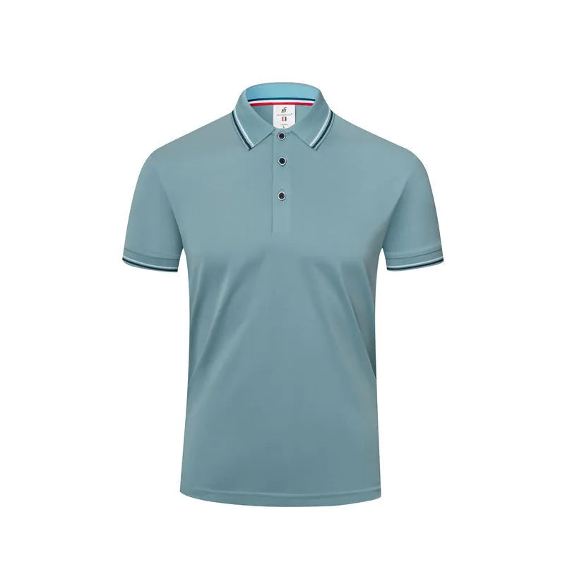 Short sleeve lapel embryo shirt in straight pullover style, polyester cotton blend, navy blue colour