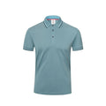 Short sleeve lapel embryo shirt in straight pullover style, polyester cotton blend, navy blue colour