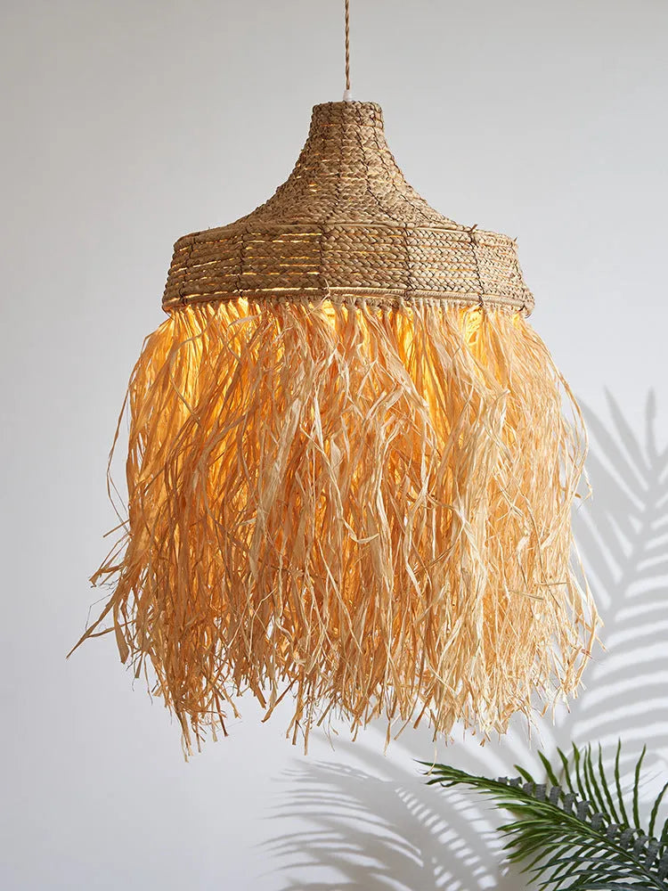 Wild vetch and willow woven restaurant chandelier with 50cm diameter in Southeast Asian style
