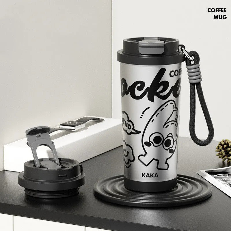 Green vacuum insulated travel cup with stainless steel finish and 500ml capacity