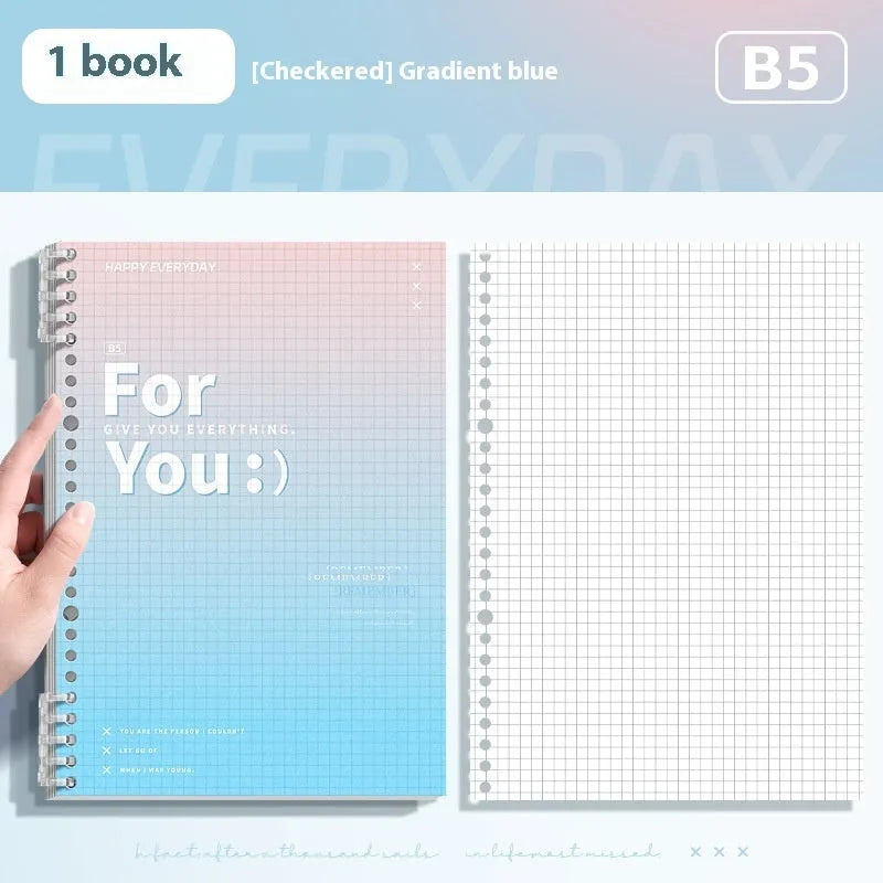 Gradient coloured removable coil notepad with PP cover in green, blue, pink, or purple.