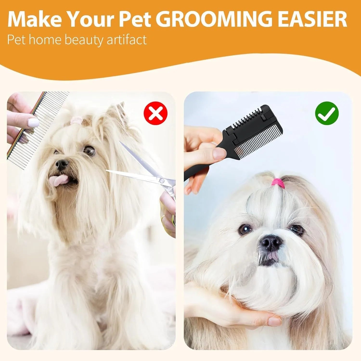 Pet grooming razor comb with comb and blade attachments plus 10 spare blades
