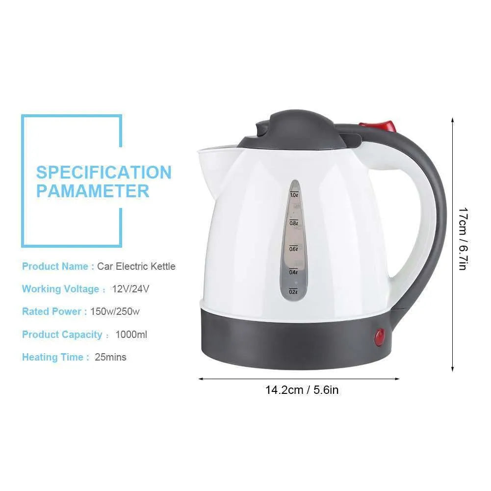 12V 24V 1000ml ABS travel kettle for vehicle use in car or RV