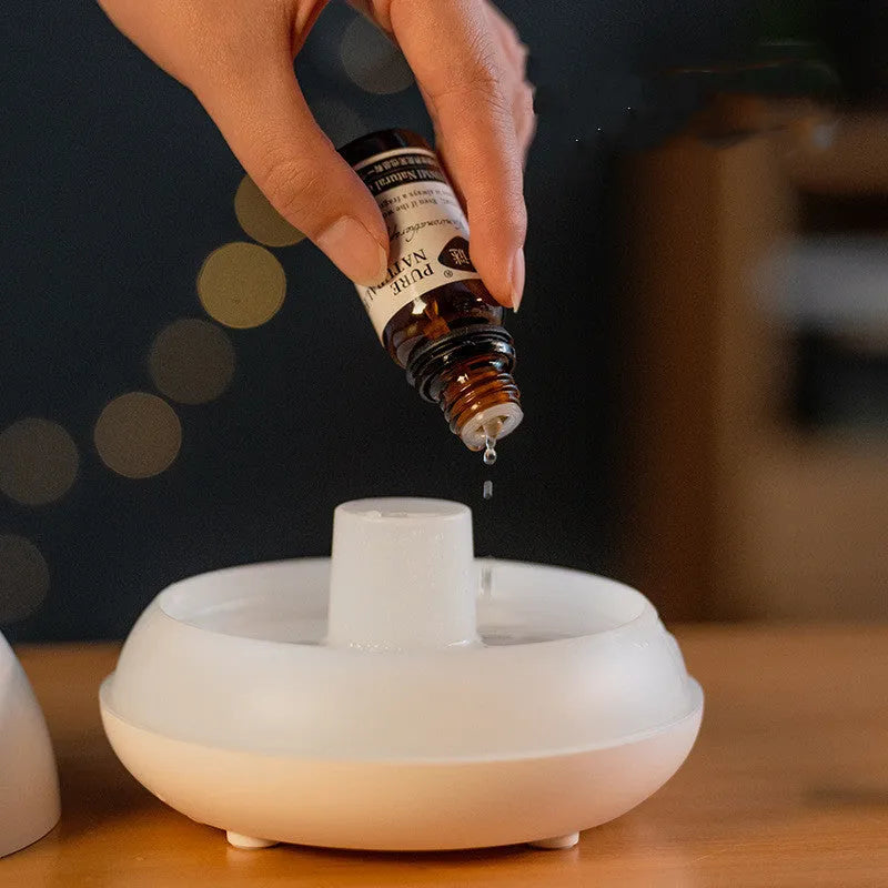 Flame humidifier aromatherapy diffuser with 7 colours light and 130ml USB tank in black