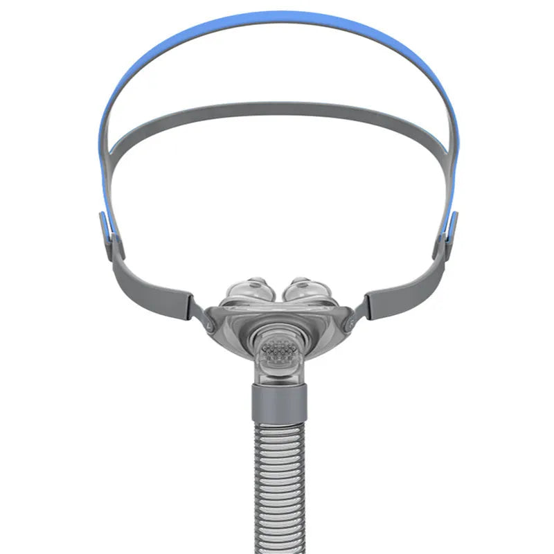 Ventilator nasal pillow set with silicone nose pads, cushion, and plastic headband