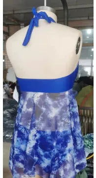 Blue women's bikini swimsuit briefs style in Spandex fabric with European/American sizing