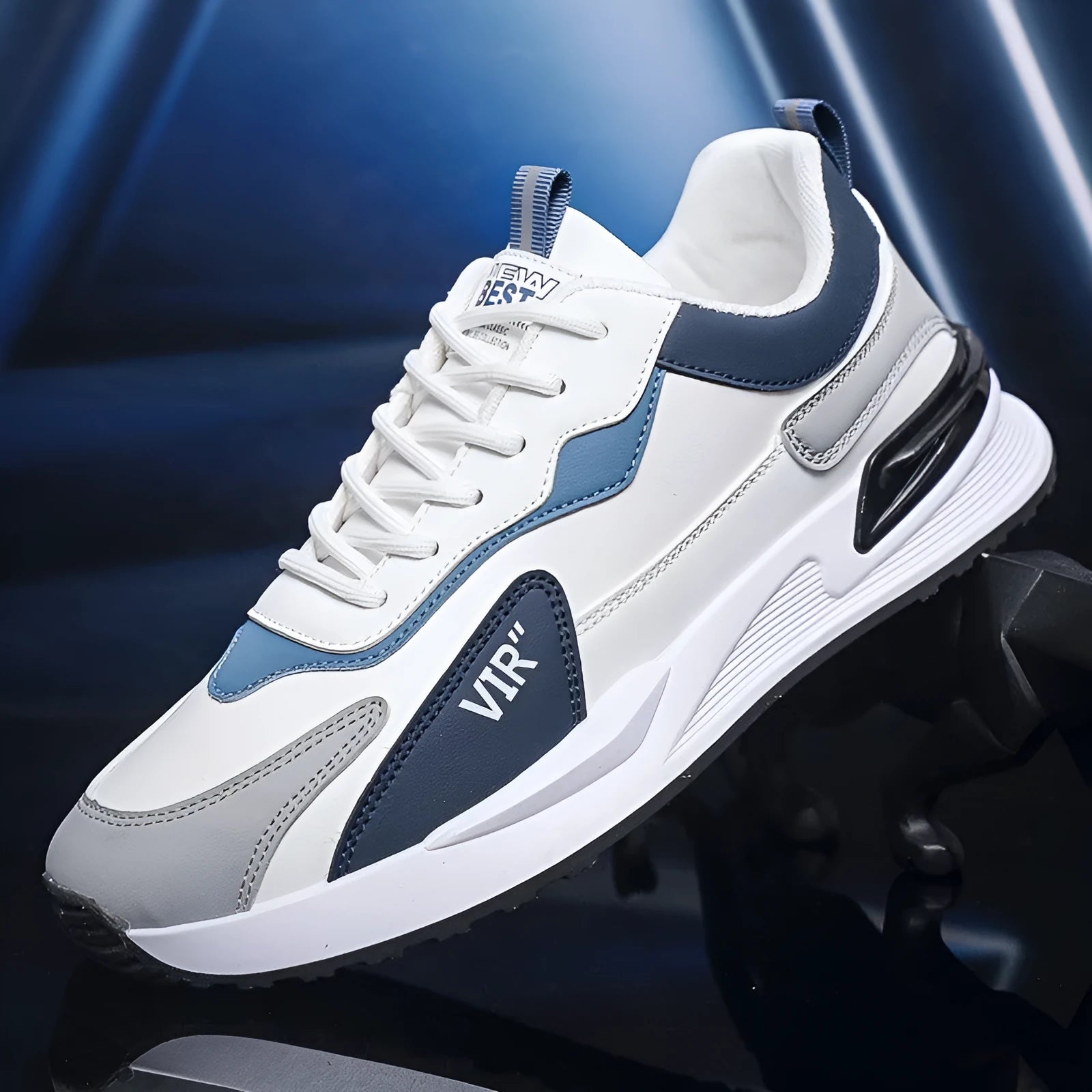 Men's colour block mesh sneakers with lace-up design and injection moulded sole