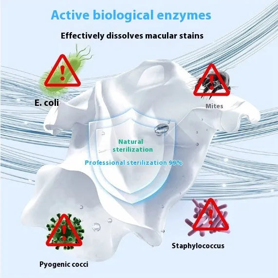Biological enzyme bubble powder laundry detergent bottle with active oxygen for stain removal