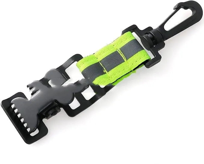Fluorescent green universal safety clip with metal buckle and reflective tape for fireman gloves