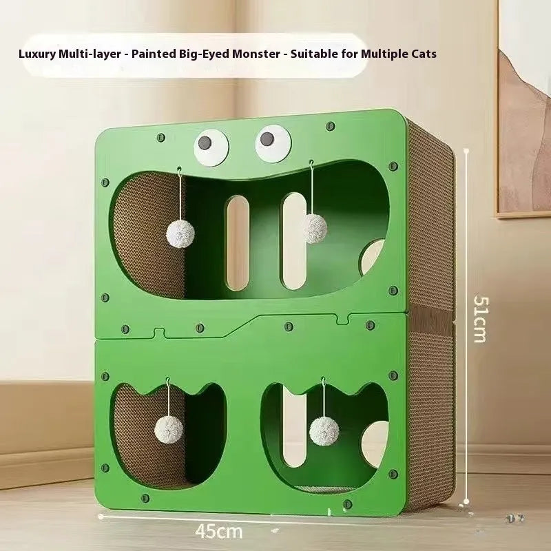 Double layer cat scratching board and nest with wear-resistant surface in selected style option