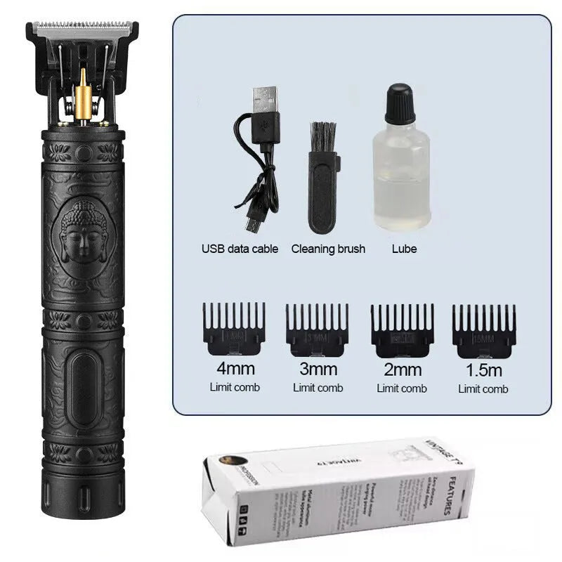 Rechargeable electric hair clipper with plastic body and washable blade in black finish