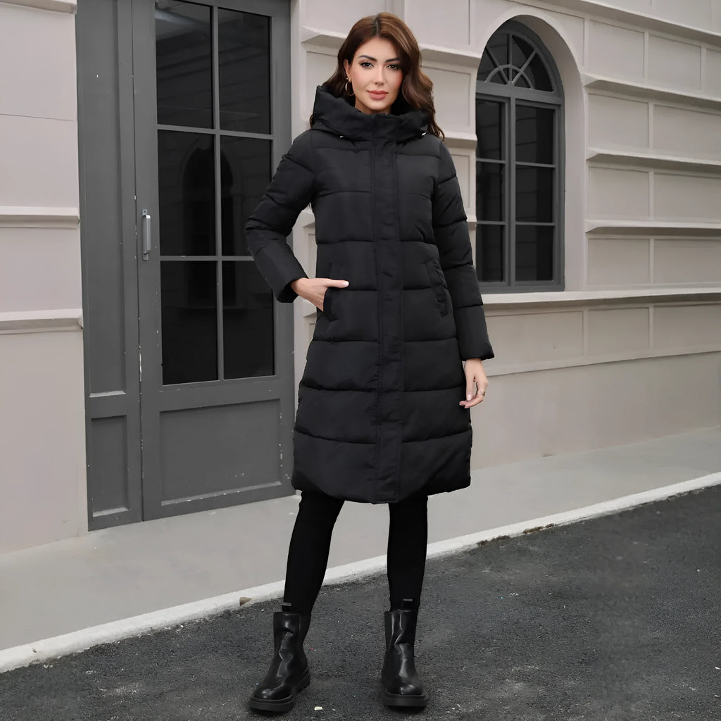 Men's black slim fit hooded jacket with long sleeves on a model