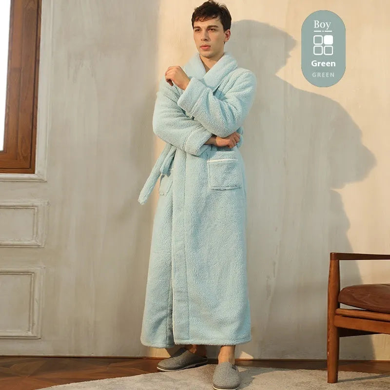 Thickened winter flannel bathrobe in Angola red available in plus sizes M, XL, XXXL