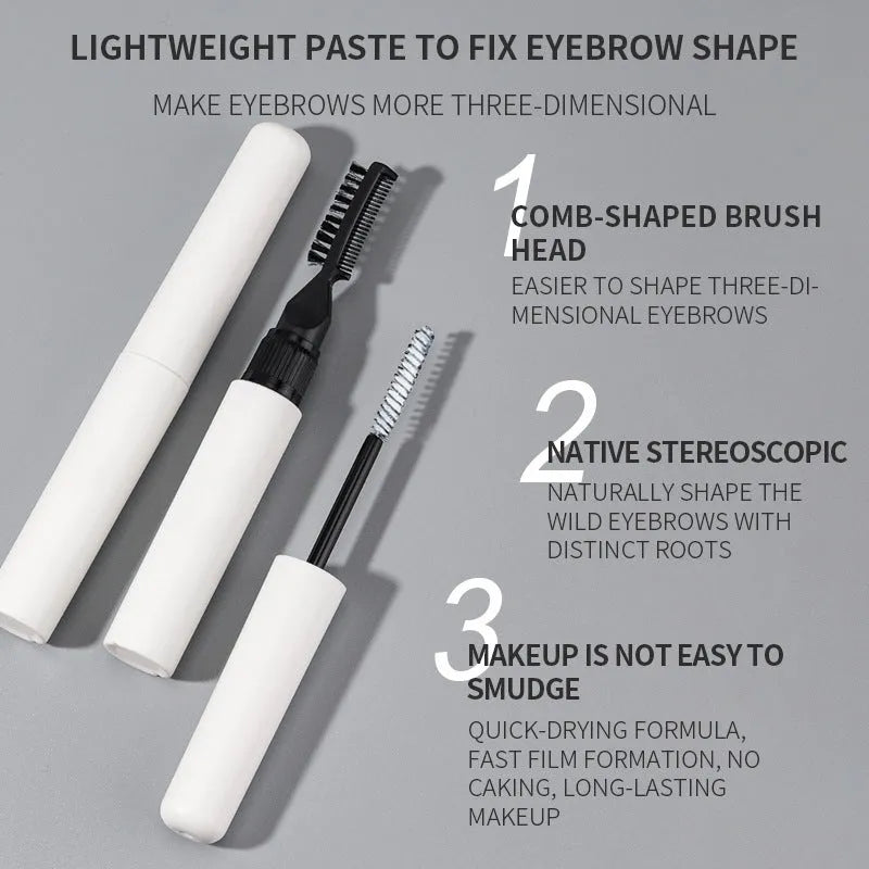 Eyebrow gel with brush applicator for natural wild eyebrow shaping in pink or white