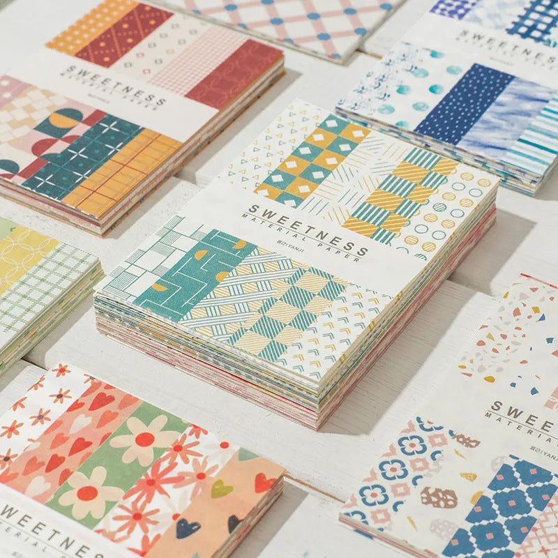 Retro collage material sweet light note paper in dessert colours measuring 56mm by 83mm